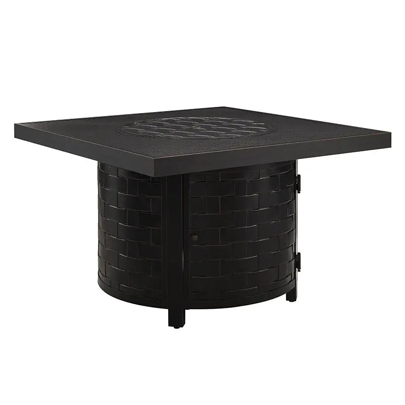 Henley 40' Round Aluminum Basketweave Convertible Gas Fire Pit Table