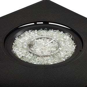 Henley 40' Round Aluminum Basketweave Convertible Gas Fire Pit Table - alternate view