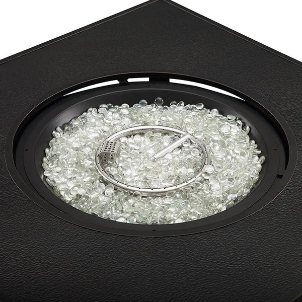 Henley 40' Round Aluminum Basketweave Convertible Gas Fire Pit Table - alternate view