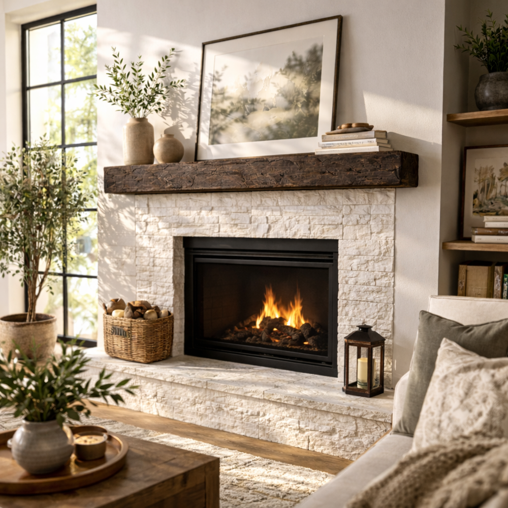 Mahogany Rough Hewn Mantel