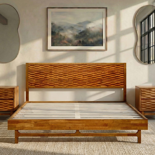 Elara Solid Wood Bed Frame - detail view