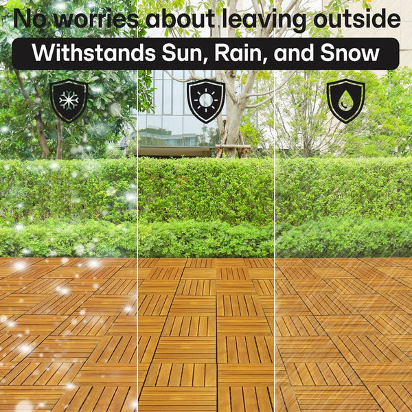 Tranquillo Acacia Deck Tiles 6 Slat Interlocking Decking Tiles set 9 - Indoor & Outdoor Flooring - view 18