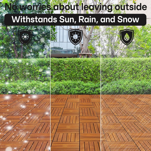 Tranquillo Acacia Deck Tiles 6 Slat Interlocking Decking Tiles set 9 - Indoor & Outdoor Flooring - in use