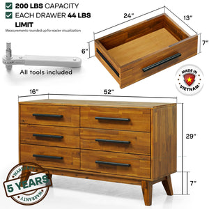 Legacy Solid Wood Dresser - detail view