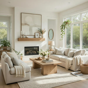Modern Farmhouse Fireplace Mantel - detail view
