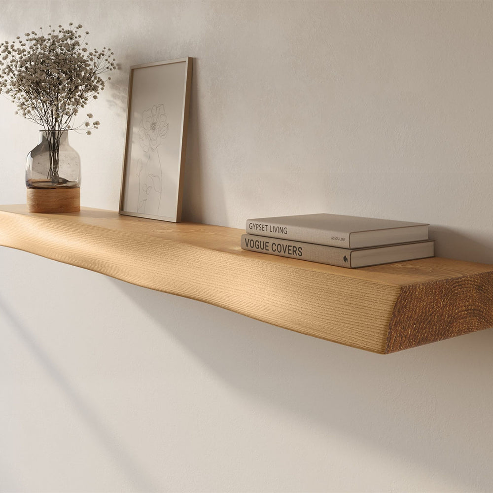 Live Edge Shelf - Solid Real Wood Floating Wall Shelf