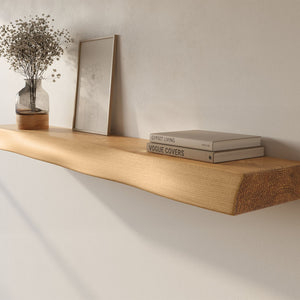 Live Edge Shelf - Solid Real Wood Floating Wall Shelf - front view
