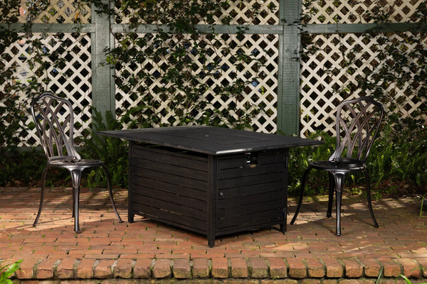 Longmont 48' Rectangular Aluminum Convertible Gas Fire Pit Table - side view