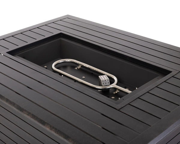 Longmont 48' Rectangular Aluminum Convertible Gas Fire Pit Table - close-up