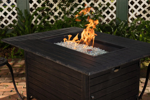Longmont 48' Rectangular Aluminum Convertible Gas Fire Pit Table - in use