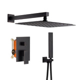 Oil Rubbered Bronze 12-Inch Wall-Mounted Rainfall Shower Faucet System with LED Option