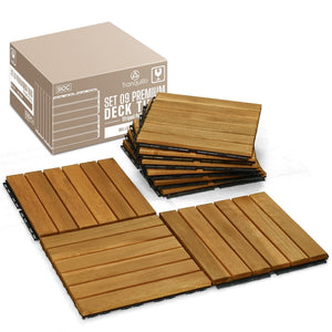 Tranquillo Acacia Deck Tiles 6 Slat Interlocking Decking Tiles set 9 - Indoor & Outdoor Flooring - product view