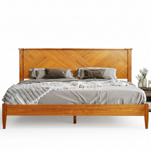 Panthera Solid Wood Bed Frame With Headboard
