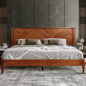 Panthera Solid Wood Bed Frame With Headboard - product view