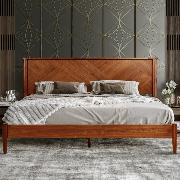 Panthera Solid Wood Bed Frame With Headboard - product view