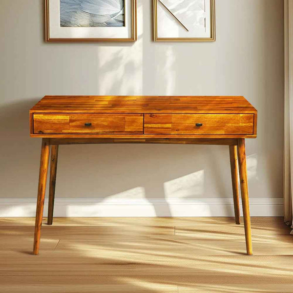 Acacia Lagom 48' Solid Wood Work Desk with Drawers for Functional Home Office - front view