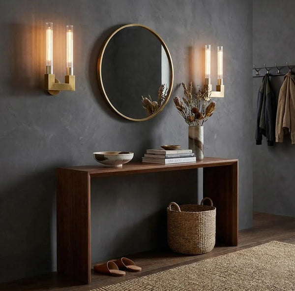 Modern Linear Brass & Glass Wall Light
