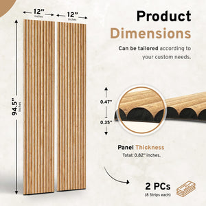2-Pack Flexible Fluted Wall Panels-Natural - side view