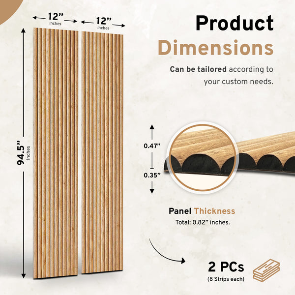 2-Pack Flexible Fluted Wall Panels-Natural - side view