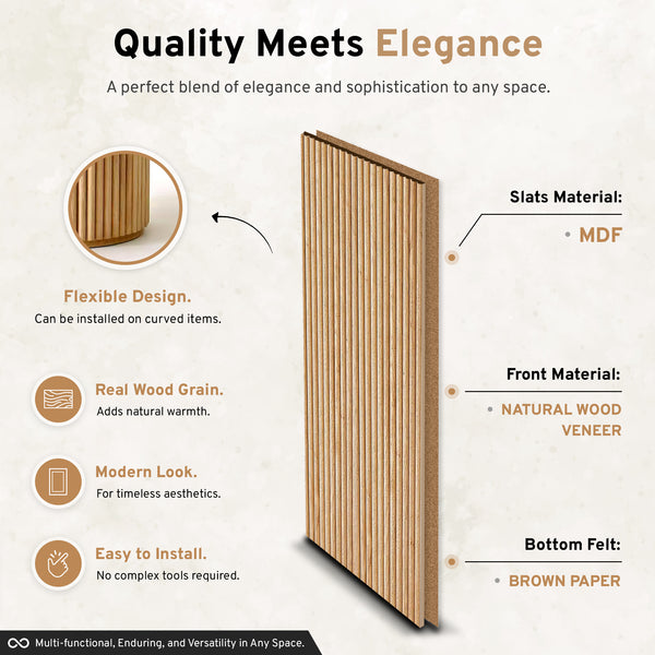 2-Pack Flexible Fluted Wall Panels-Natural - detail view