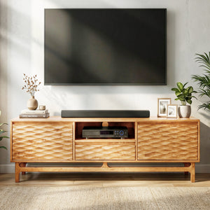 Elara Solid Wood TV Stand - front view