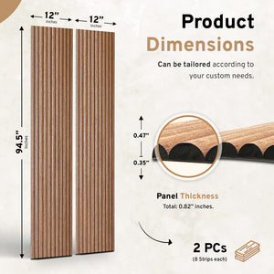 2-Pack Flexible Fluted Wall Panels - Oak - detail view