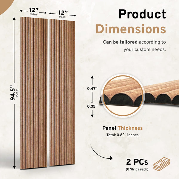 2-Pack Flexible Fluted Wall Panels - Oak - detail view