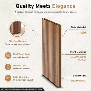 2-Pack Flexible Fluted Wall Panels - Oak - side view