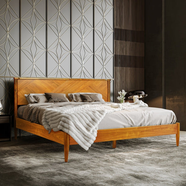 Panthera Solid Wood Bed Frame With Headboard - alternate view