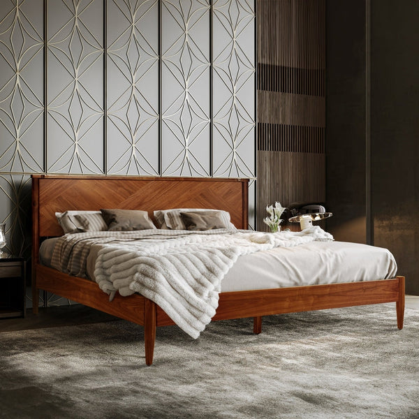 Panthera Solid Wood Bed Frame With Headboard - view 14