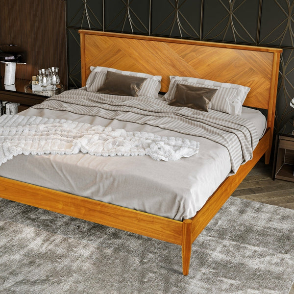 Panthera Solid Wood Bed Frame With Headboard - in use