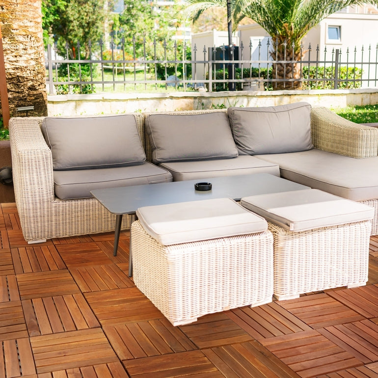 Tranquillo Acacia Deck Tiles 6 Slat Interlocking Decking Tiles set 9 - Indoor & Outdoor Flooring