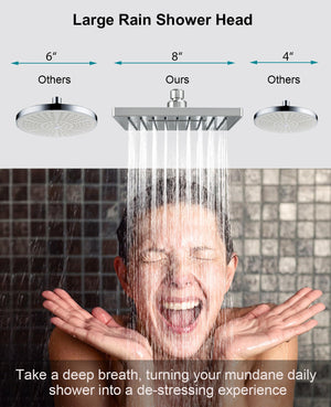 8 Inch Square Rainfall Shower Head with Angle Adjustable