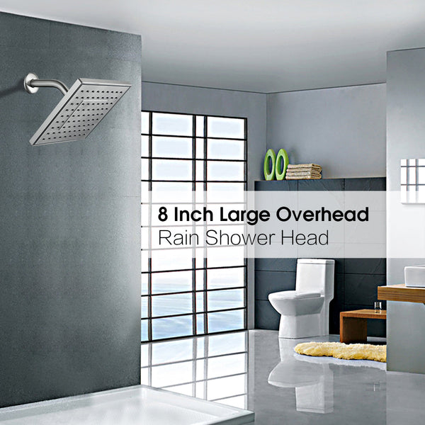 8 Inch Square Rainfall Shower Head with Angle Adjustable