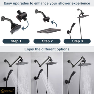 Dual Shower Head-Rain Shower Head with Handheld Shower Set, Diverter - view 17