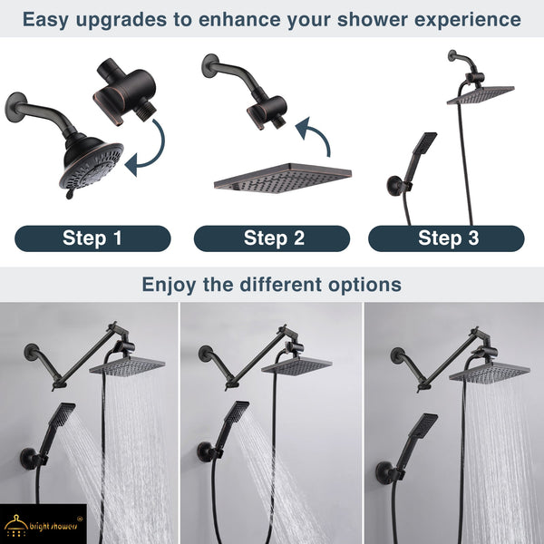 Dual Shower Head-Rain Shower Head with Handheld Shower Set, Diverter - view 17