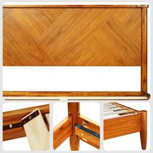 Panthera Solid Wood Bed Frame With Headboard - dimensions