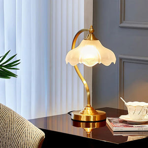 Petal Glow Brass & Glass Table Lamp