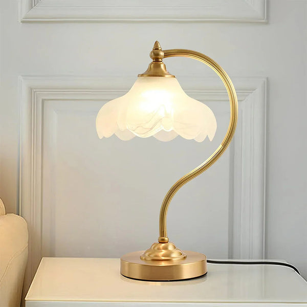 Petal Glow Brass & Glass Table Lamp