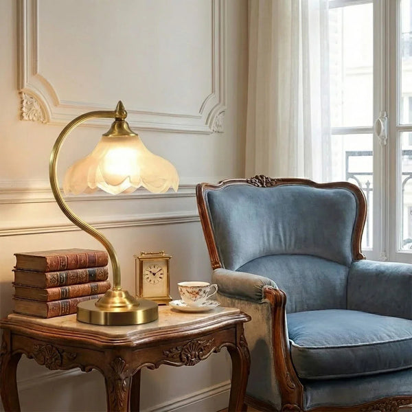 Petal Glow Brass & Glass Table Lamp