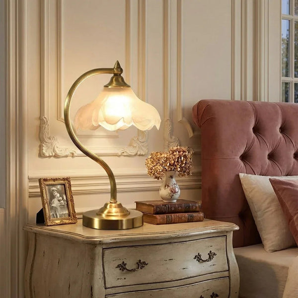 Petal Glow Brass & Glass Table Lamp