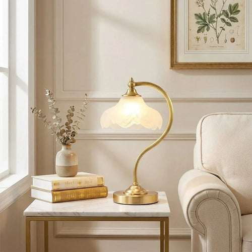 Petal Glow Brass & Glass Table Lamp