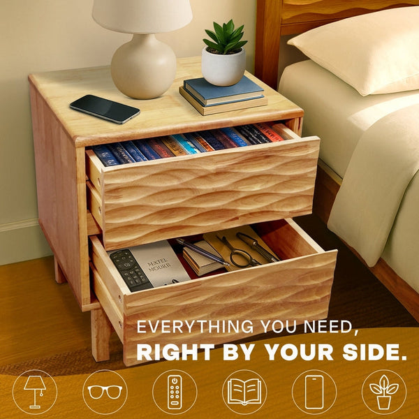 Elara Solid Wood Nightstand - close-up