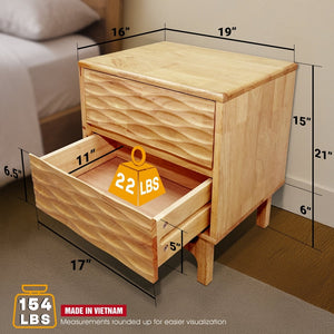 Elara Solid Wood Nightstand - detail view