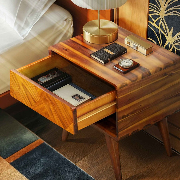 Laden Handcrafted Solid Wood Nightstand - lifestyle photo