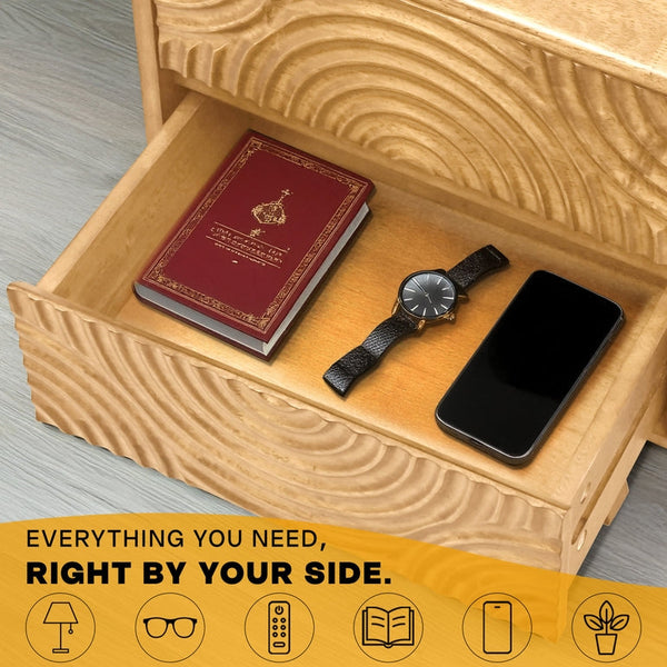 Harmony Solid Wood Nightstand - dimensions