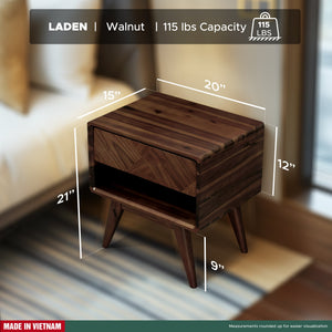 Laden Handcrafted Solid Wood Nightstand - view 13