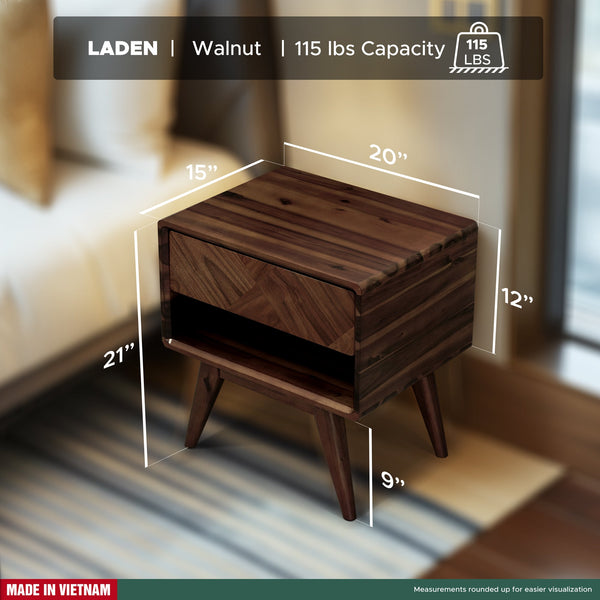Laden Handcrafted Solid Wood Nightstand - view 13