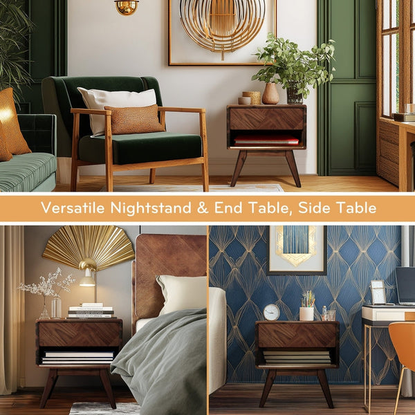 Laden Handcrafted Solid Wood Nightstand - view 17
