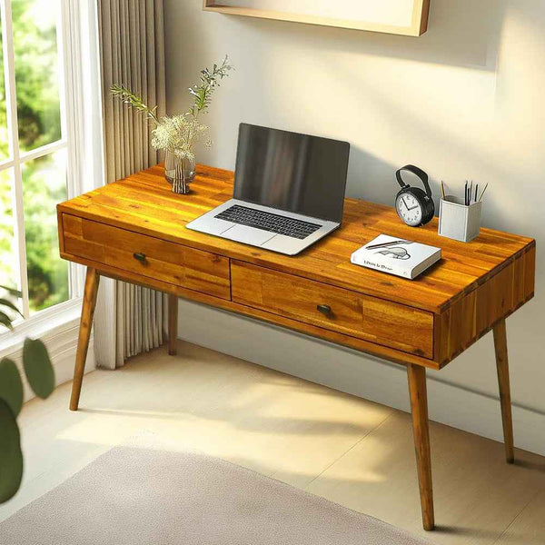Acacia Lagom 48' Solid Wood Work Desk with Drawers for Functional Home Office - alternate view